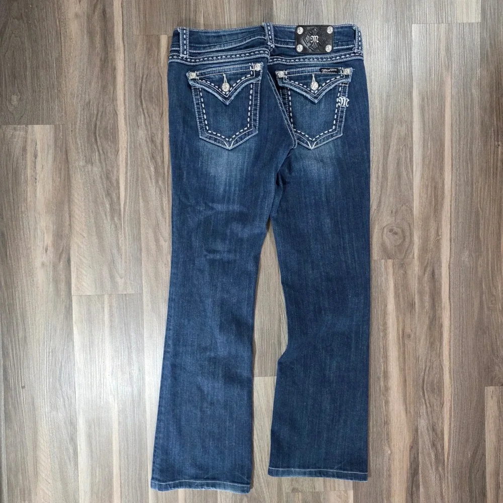 Miss‎ Me Bootcut Jeans JPW5066-2 Dark Wash Embellished Flap Pocket Womens 31